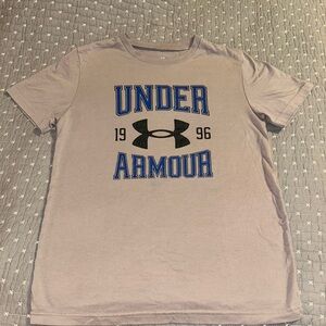 (Bundle 3 for $15) Under Armour Heather Gray Tee with Blue Accents